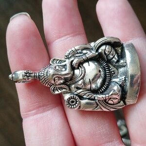 New Carved Ganesha Silver Pendant.